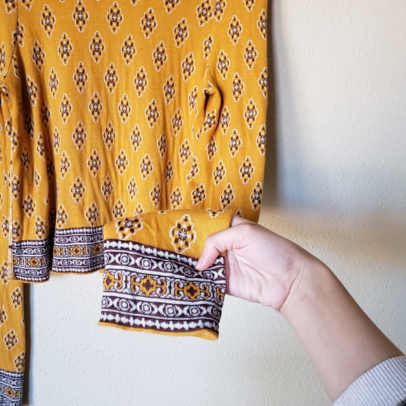 Free People Boho New Age Crew Nack Yellow Sweater - Picture 6 of 8